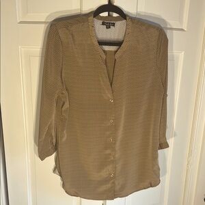 EUC Anatilia Femme Women's Tan Button-Up Tan and Black Blouse